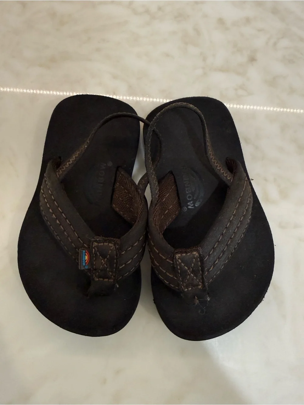 Rainbow Brown & Black Toddler Back-Strap Flip Flops
